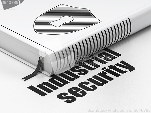 Image of Privacy concept: book Shield With Keyhole, Industrial Security on white background