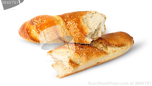 Image of Two pieces of French baguette crosswise