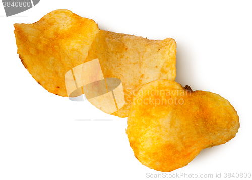 Image of Three pieces of potato chips in a row