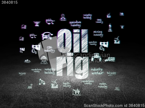 Image of Manufacuring concept: Oil Rig in grunge dark room