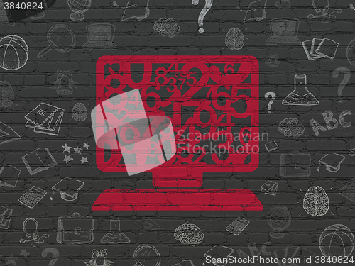 Image of Education concept: Computer Pc on wall background