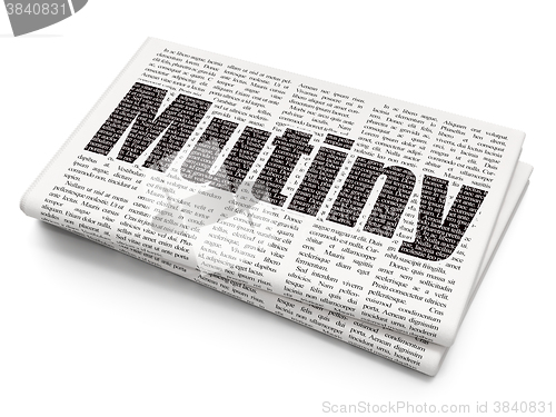 Image of Political concept: Mutiny on Newspaper background
