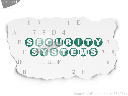 Image of Protection concept: Security Systems on Torn Paper background