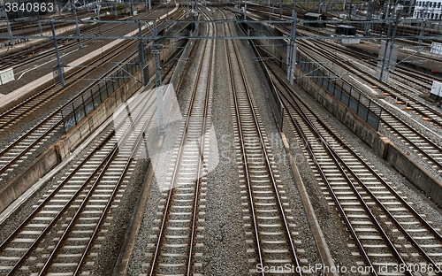 Image of Cargo trains in old train depot
