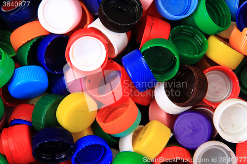 Image of color plastic caps background