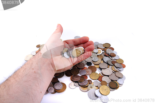 Image of old european coins in my hand