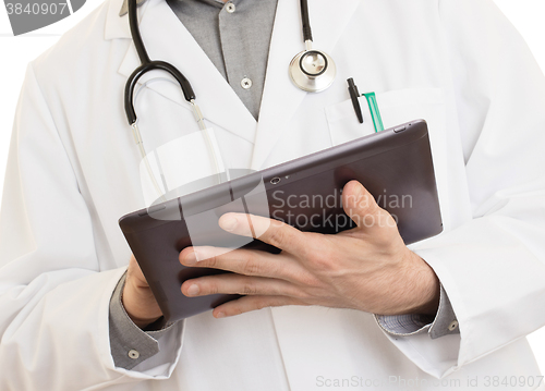 Image of Doctor using a digital tablet