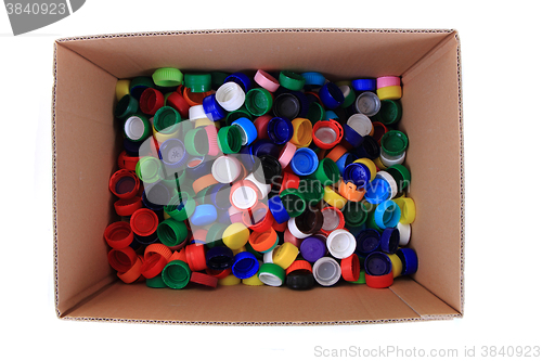 Image of color plastic caps background
