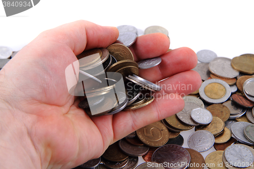 Image of old european coins in my hand