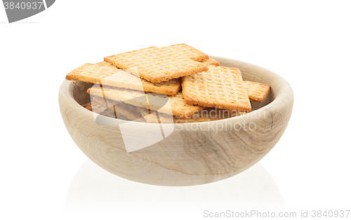 Image of Simple crackers in a wooden bowl