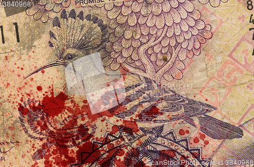 Image of 50 Gambian dalasi bank note, bloody