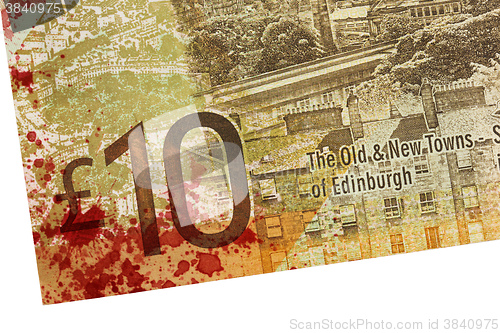 Image of Scottish Banknote, 10 pounds, blood