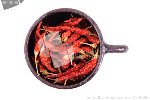 Image of chilli pepper in old cup