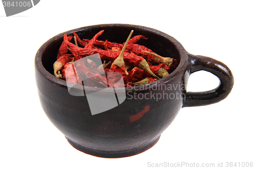 Image of chilli pepper in old cup