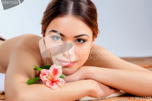 Image of Beautiful young woman at a spa salon