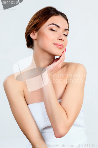 Image of Beautiful girl with beautiful makeup, youth and skin care concept