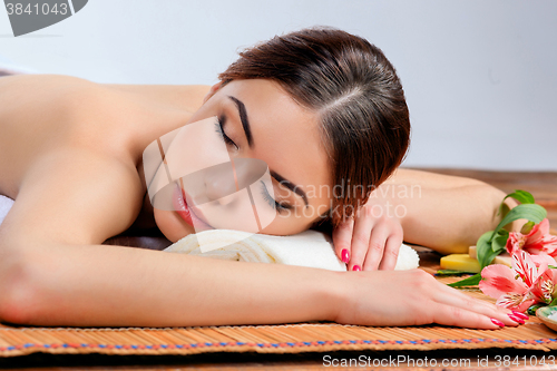 Image of Beautiful young woman at a spa salon