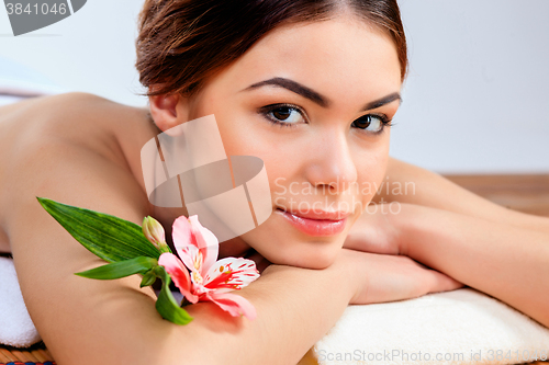 Image of Beautiful young woman at a spa salon