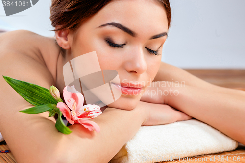 Image of Beautiful young woman at a spa salon