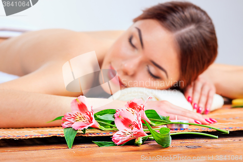 Image of Beautiful young woman at a spa salon