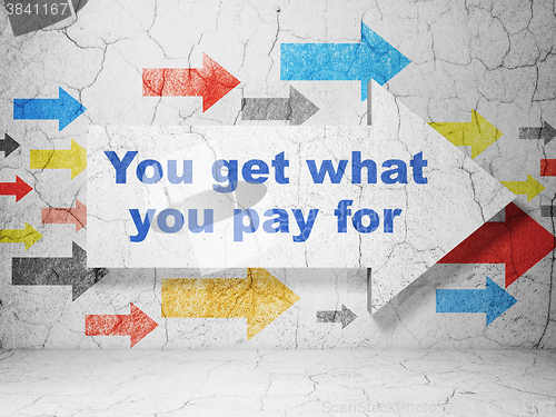 Image of Business concept: arrow with You get what You pay for on grunge wall background