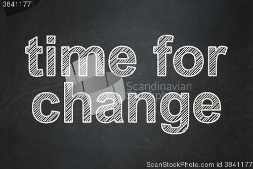 Image of Time concept: Time for Change on chalkboard background