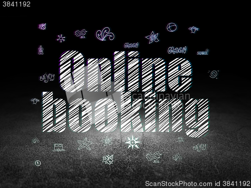 Image of Travel concept: Online Booking in grunge dark room