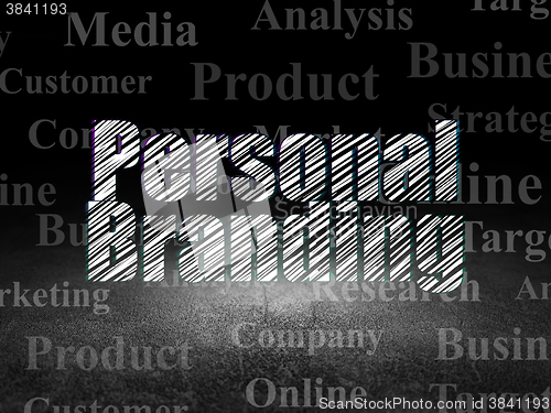 Image of Advertising concept: Personal Branding in grunge dark room