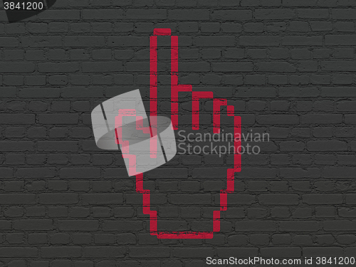 Image of Advertising concept: Mouse Cursor on wall background