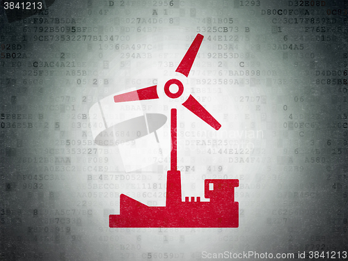 Image of Manufacuring concept: Windmill on Digital Paper background