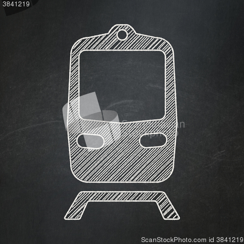 Image of Travel concept: Train on chalkboard background