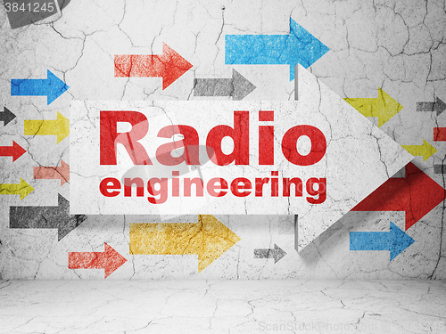 Image of Science concept: arrow with Radio Engineering on grunge wall background