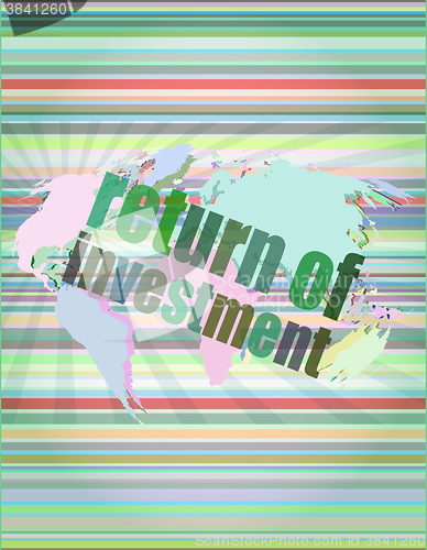 Image of business concept: words return of investment on digital background vector illustration