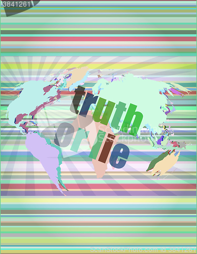 Image of truth or lie text on digital touch screen interface vector illustration