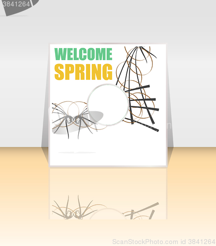 Image of Welcome Spring Holiday Card. Welcome Spring Vector. Welcome Spring background. Spring Holiday Graphic. Welcome Spring Art. Spring Holiday Drawing