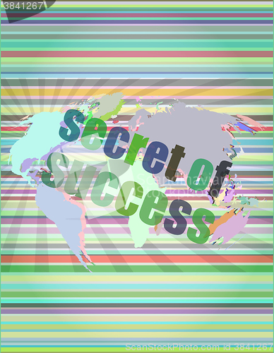 Image of secret of success text on digital touch screen interface vector illustration