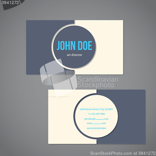 Image of Simplistic flat business card with big gray and blue text