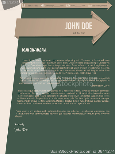 Image of Modern cover letter resume with brown ribbons