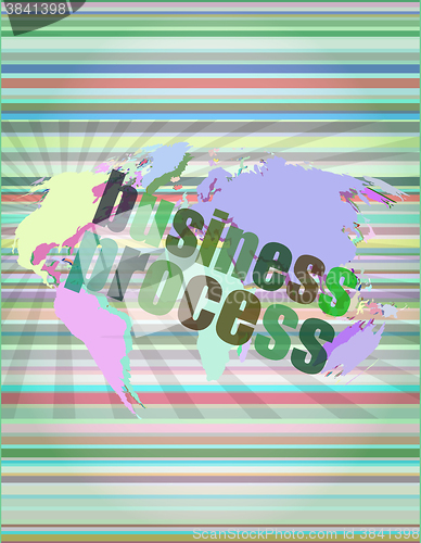 Image of business process word on digital screen, mission control interface hi technology vector illustration