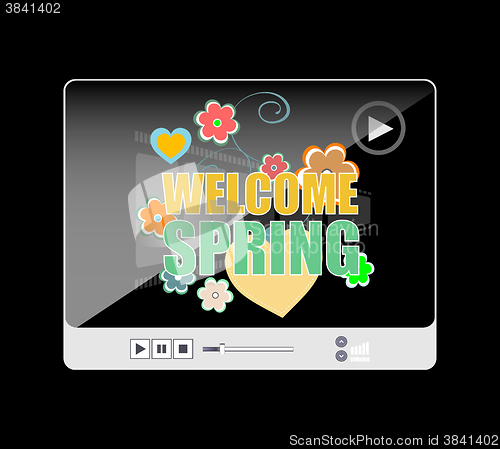 Image of Welcome Spring Holiday Card. Welcome Spring Vector. Welcome Spring background. Spring Holiday Graphic. Welcome Spring Art. Spring Holiday Drawing