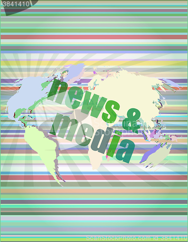 Image of News and press concept: words News and media on digital screen vector illustration