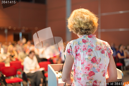 Image of Female academic professor lecturing.