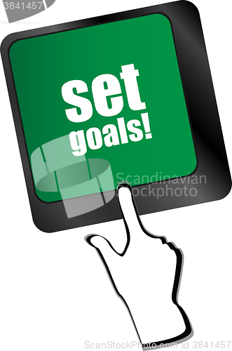 Image of set goals button on keyboard - business concept vector illustration