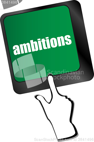 Image of computer keyboard with ambition button - business concept, keyboard keys vector illustration