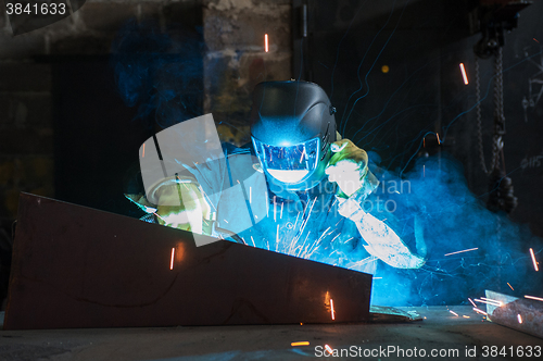 Image of worker welding metal