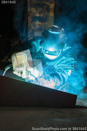 Image of worker welding metal