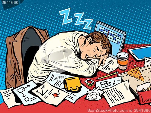 Image of Man businessman sleeping on the job
