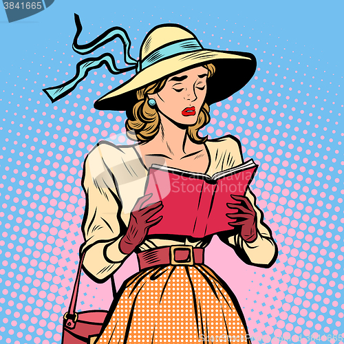 Image of Vintage girl reading a book