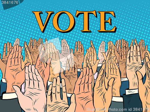 Image of Hands up voting for the candidate