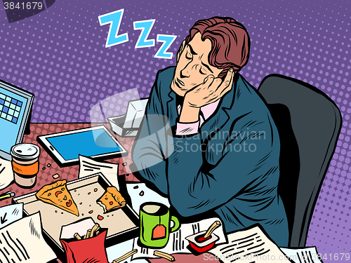 Image of Man businessman sleeping on the job